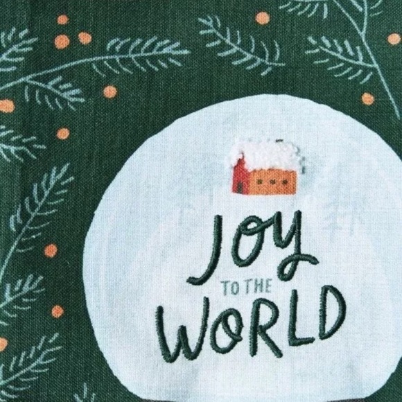 Anthropologie Christmas Holiday Green Dish Towel Joy World Snow Globe New in Pkg - Picture 2 of 9